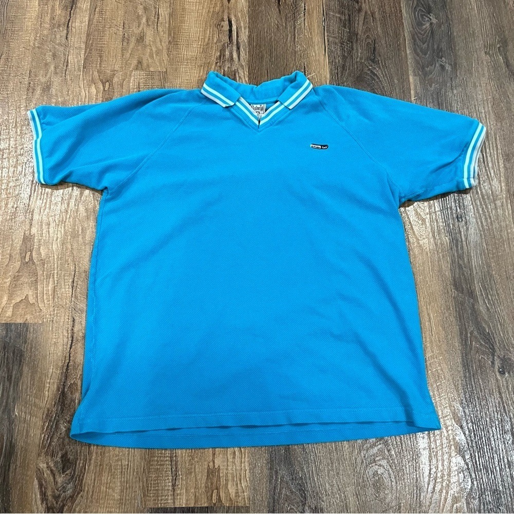 Levi's Silver Tab Mens Polo sz XL Teal Turquoise  heavy 90s Vintage Y2K box fit
